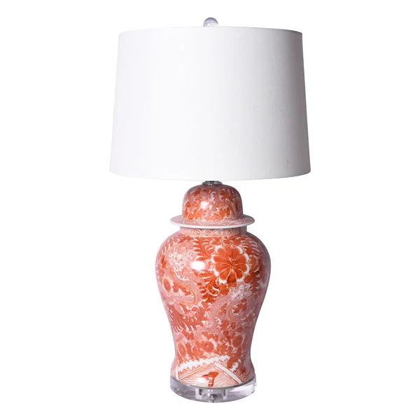 Orange Dragon Temple Jar Table Lamp By Legends Of Asia