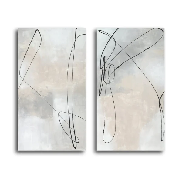 Outlines Hand-Painted Art Set | 24x40 Gallery Wrap Pair | Elite Maison