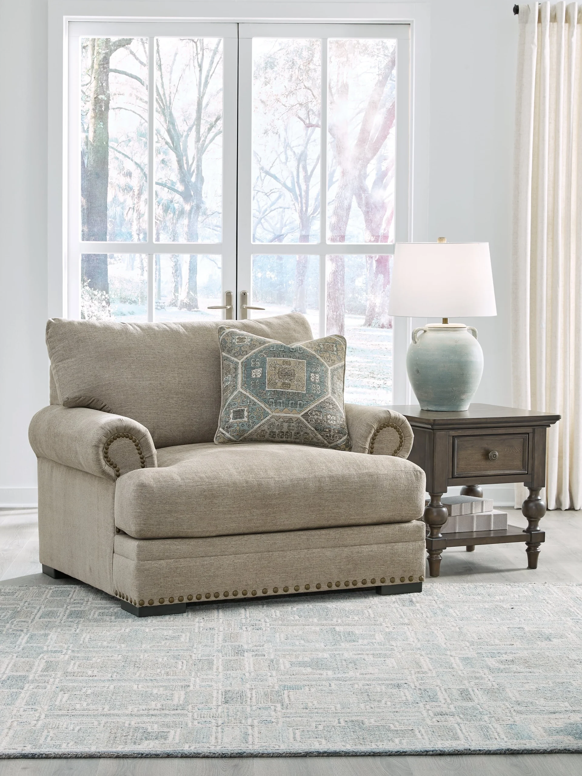 Oversized Chair with Rolled Arms