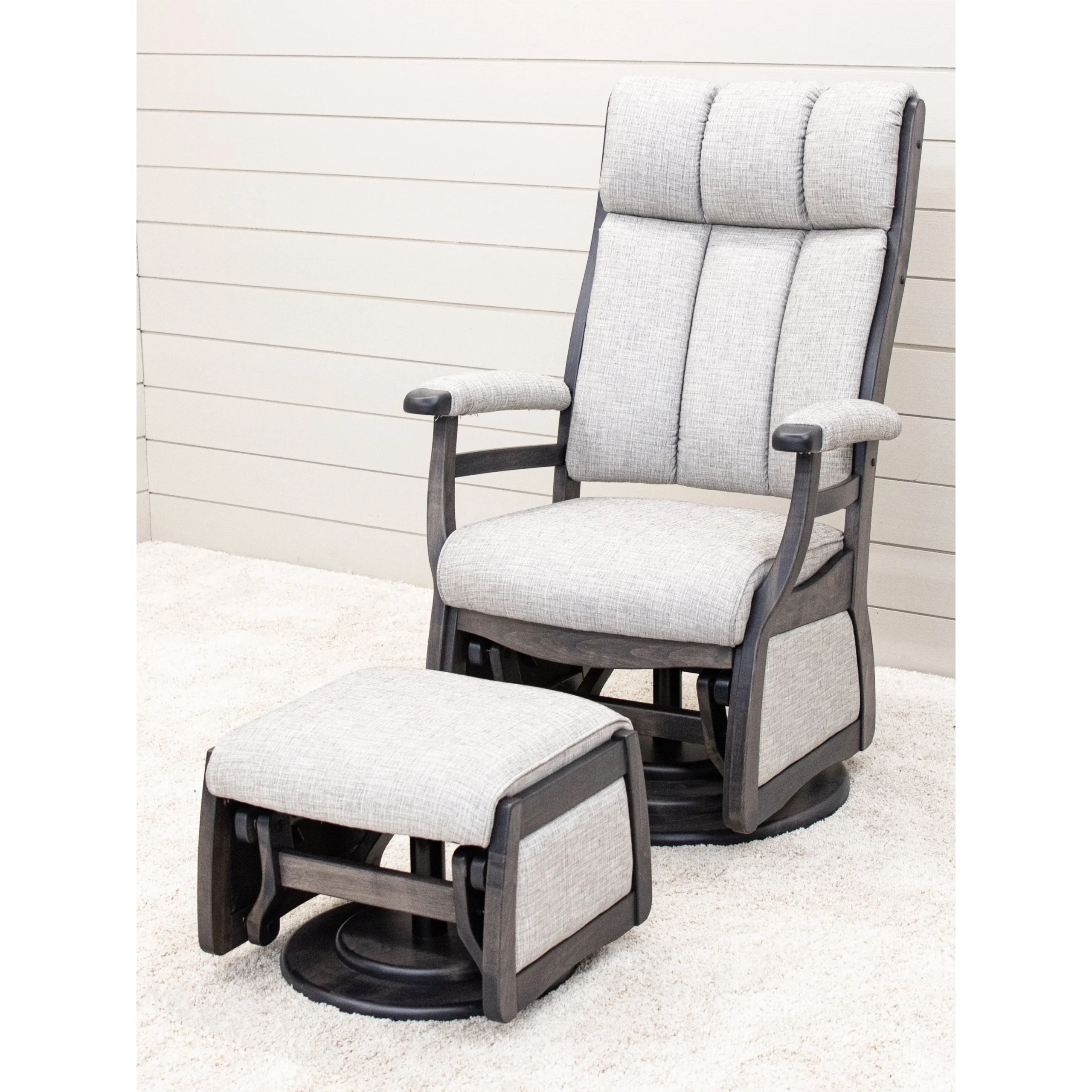 Paris High Back Upholstered Swivel Glider & Ottoman | M-GS