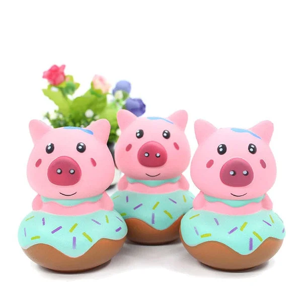 Pig in a Donut Squishy Stress Reliever So Cute!Extra Sprinkles and NO Calories!
