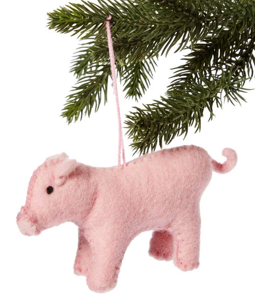 Pink Pig Handmade Felt Ornament-Help Local Artisans!