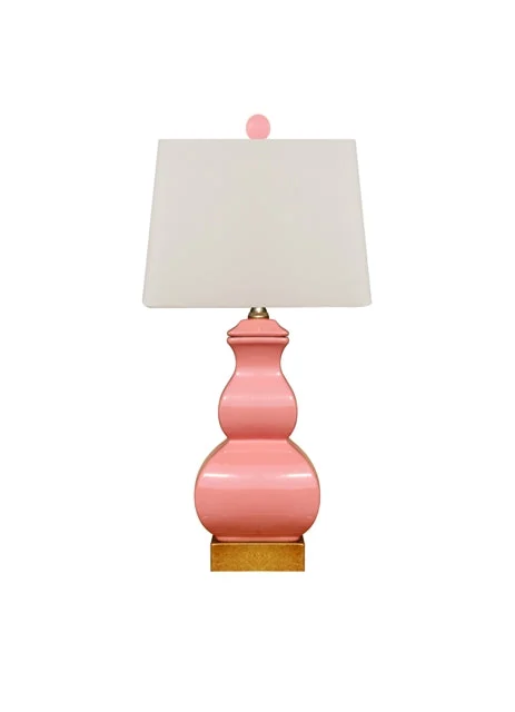 Pink Square Gourd Lamp 21"H
