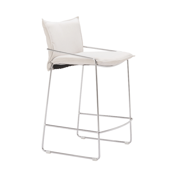 Pola Counter Stool White | Modern Chrome & Steel Architectural Seating