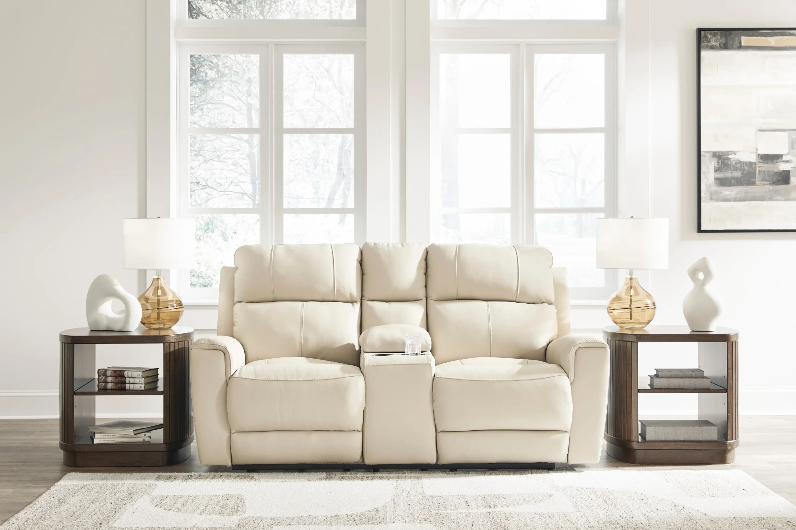 Power Reclining Leather Loveseat