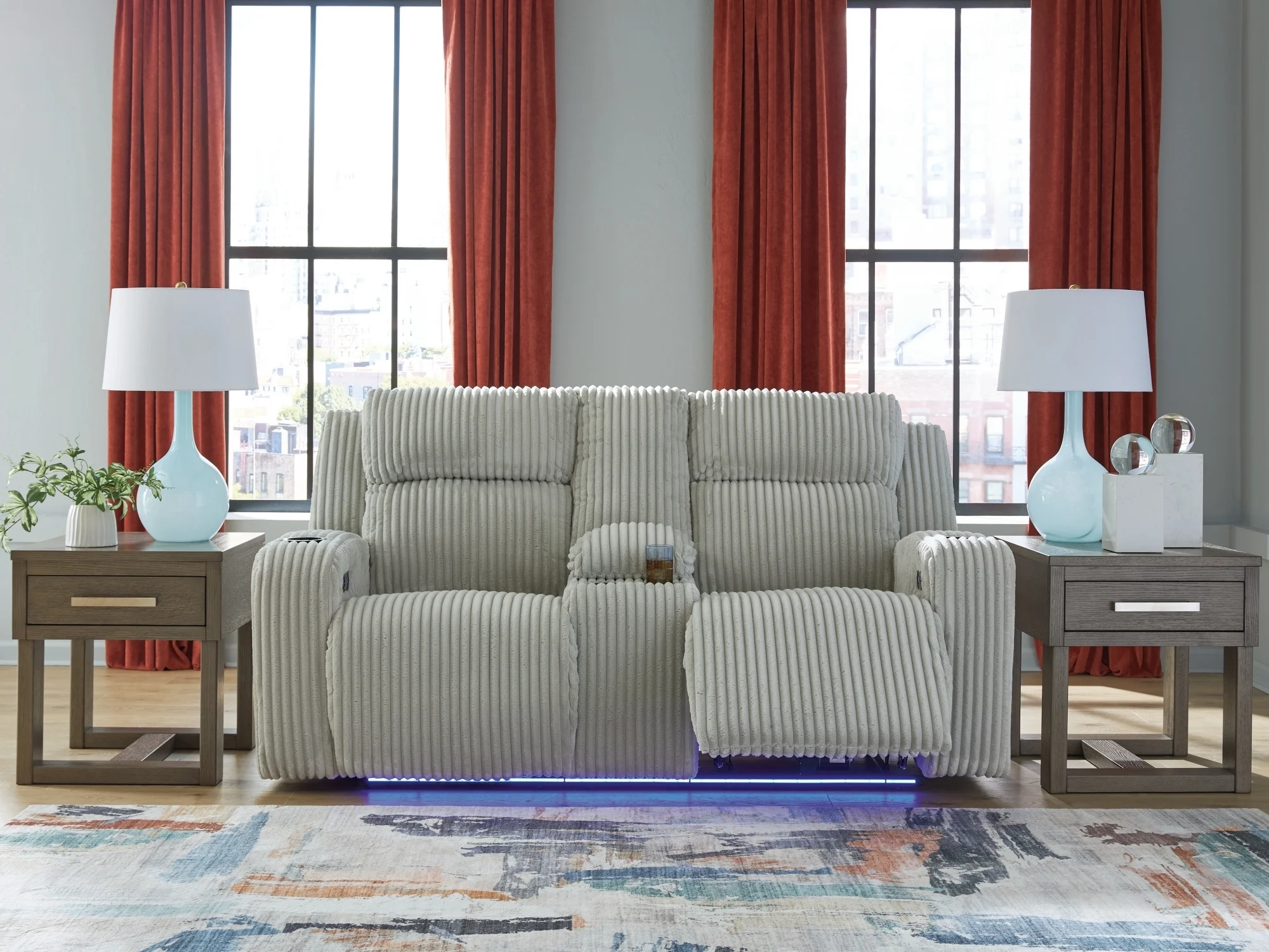 Power Reclining Loveseat with Console & Adjustable Headrest