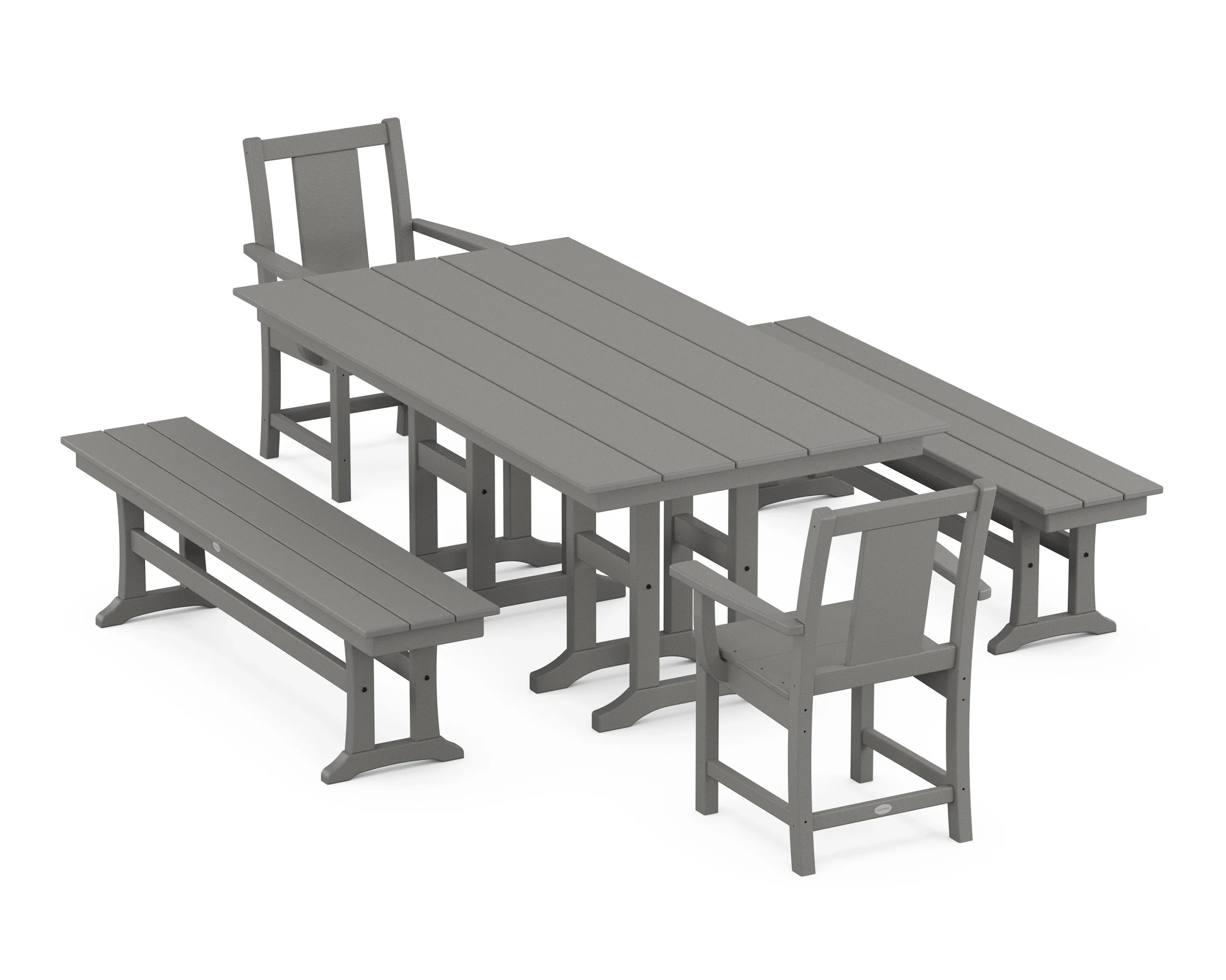 Prairie 5-Piece Farmhouse Dining Set with Benches