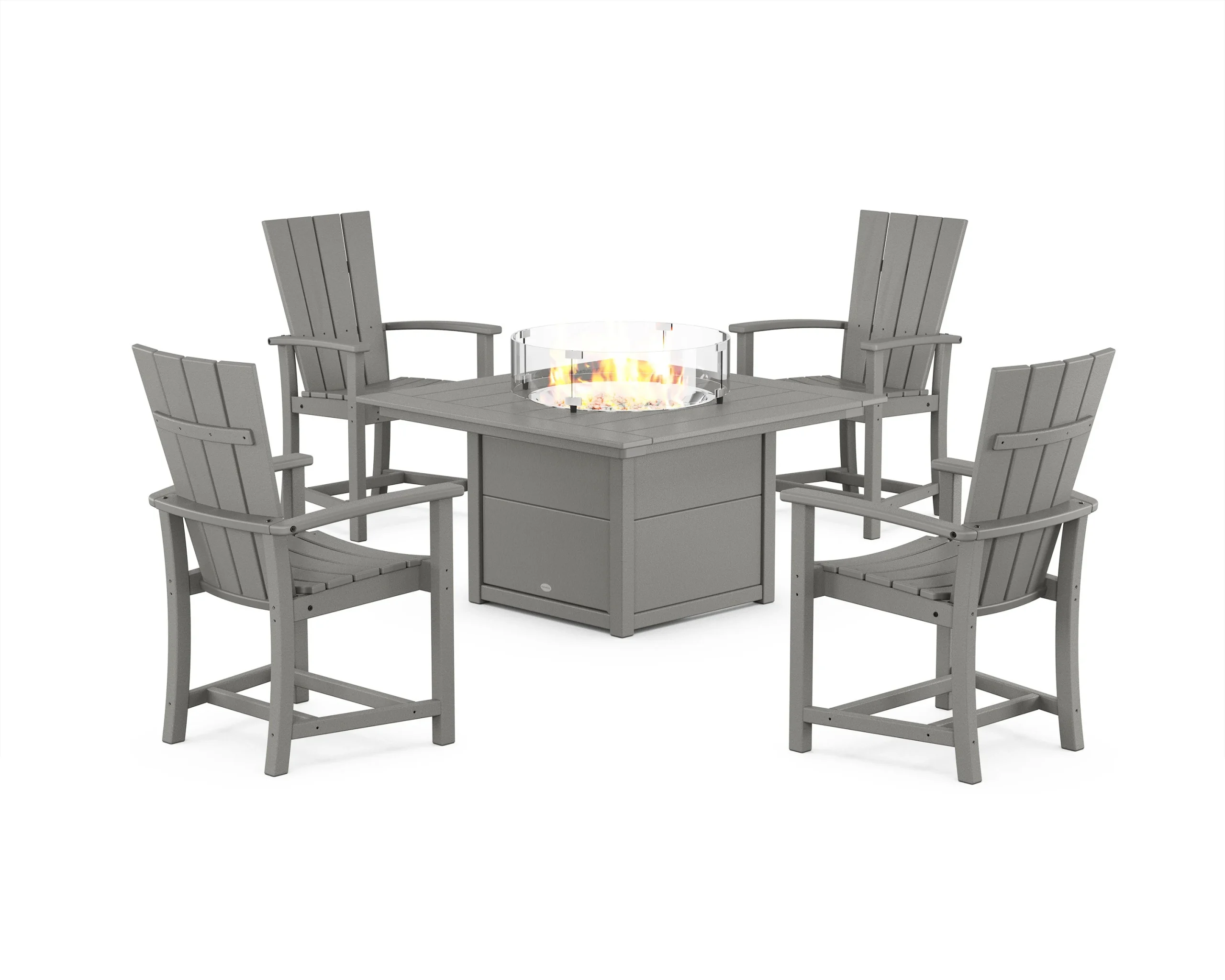 Quattro 4-Piece Upright Adirondack Conversation Set with Fire Pit Table