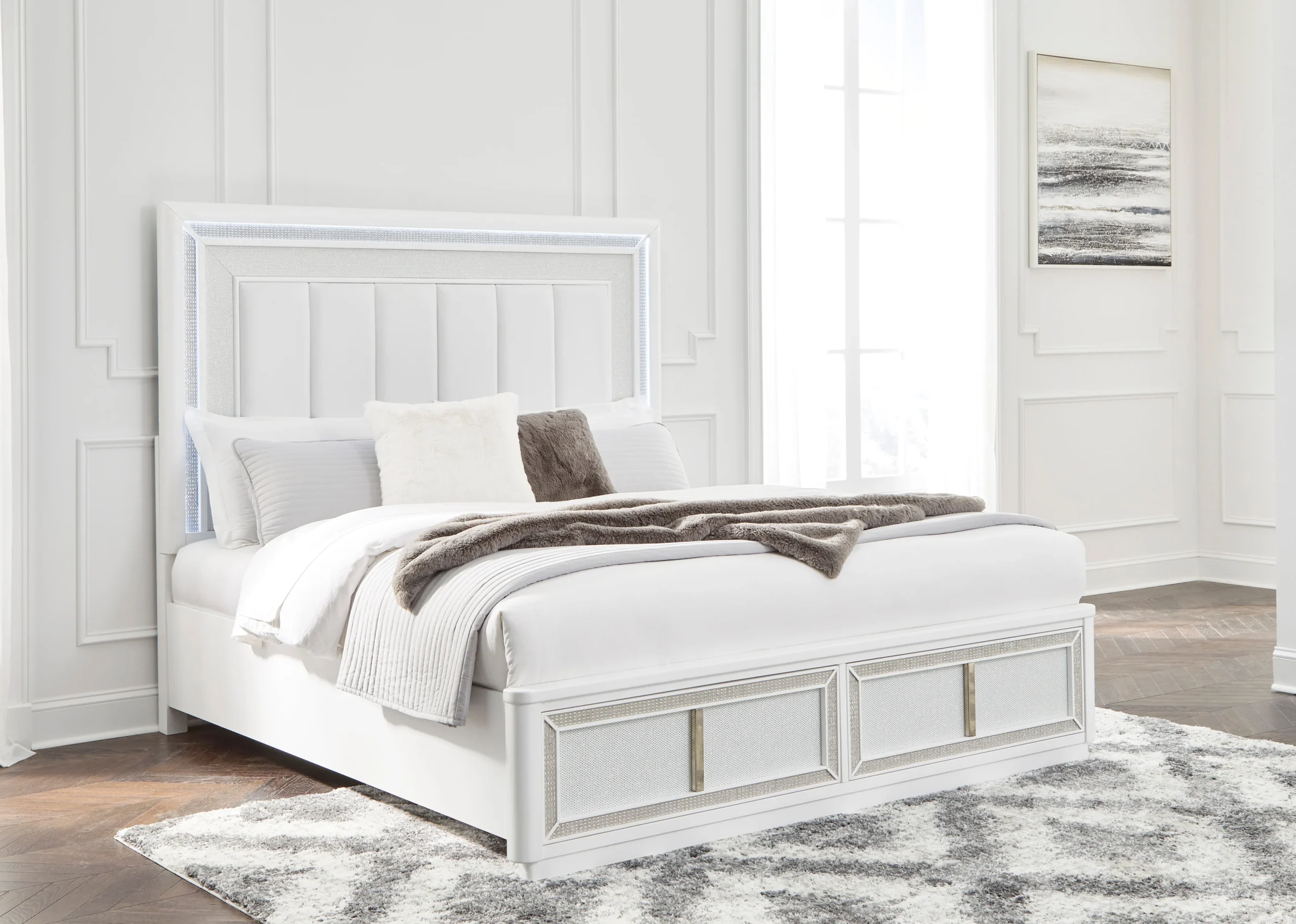 Queen Storage Bed with LED Light