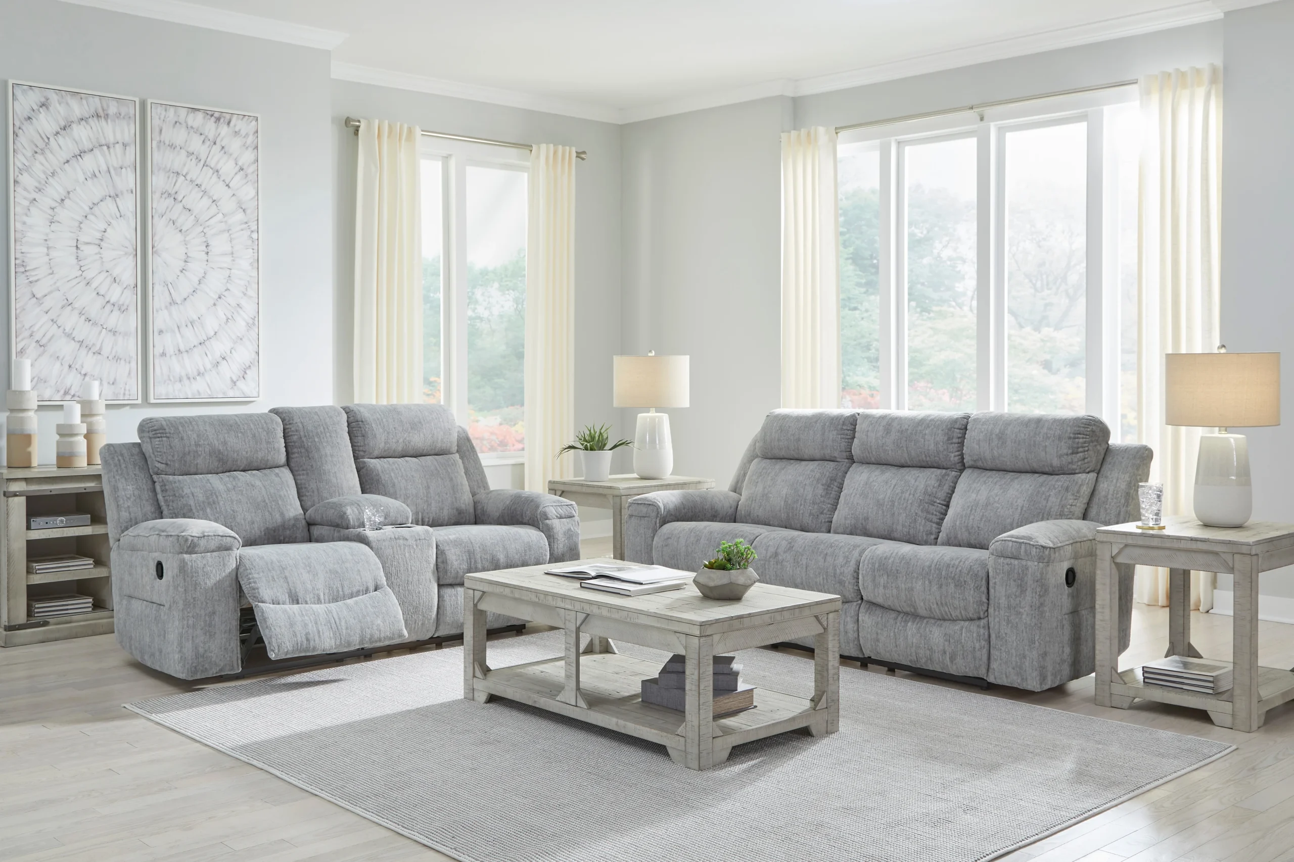 Reclining Sofa and Loveseat with console