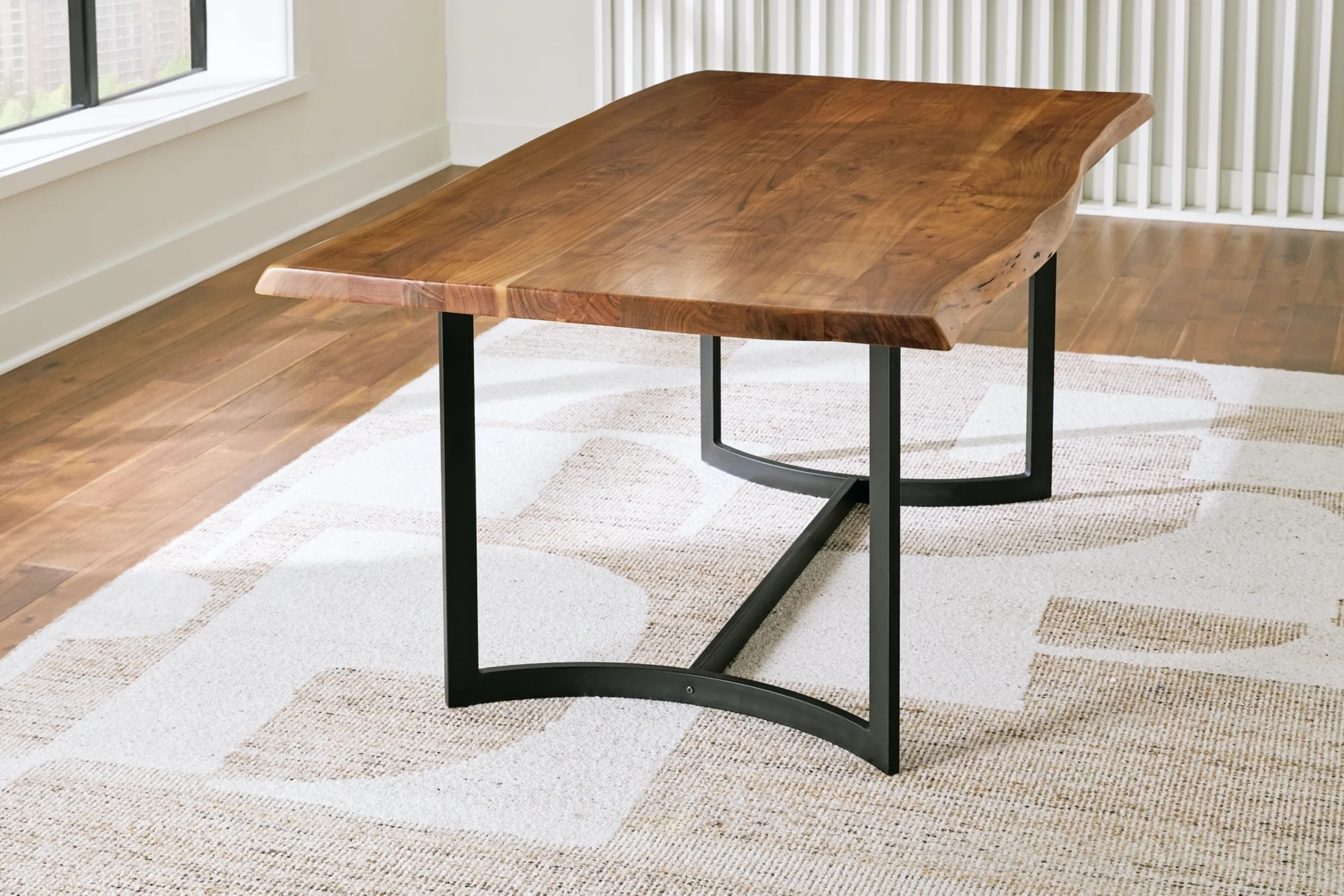 Rectangular Dining Room Table with Solid Wood Live Edge Top