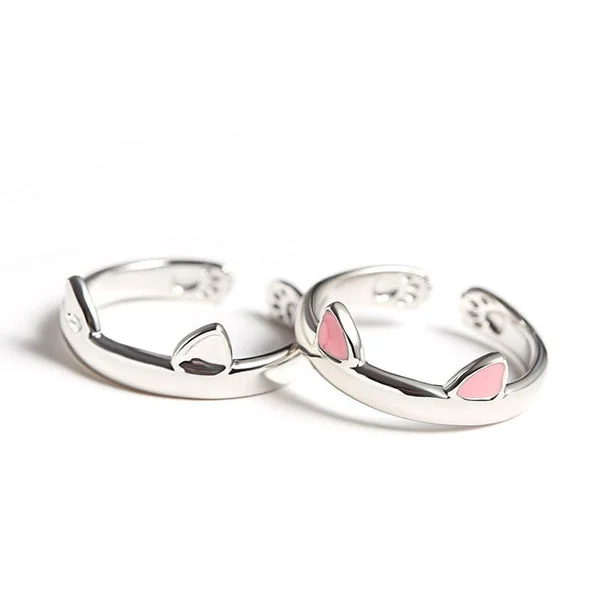 Ring for Cat Lovers!Cute Cat Ears and Paws Ring in 925 Sterling Silver-pink or silver!