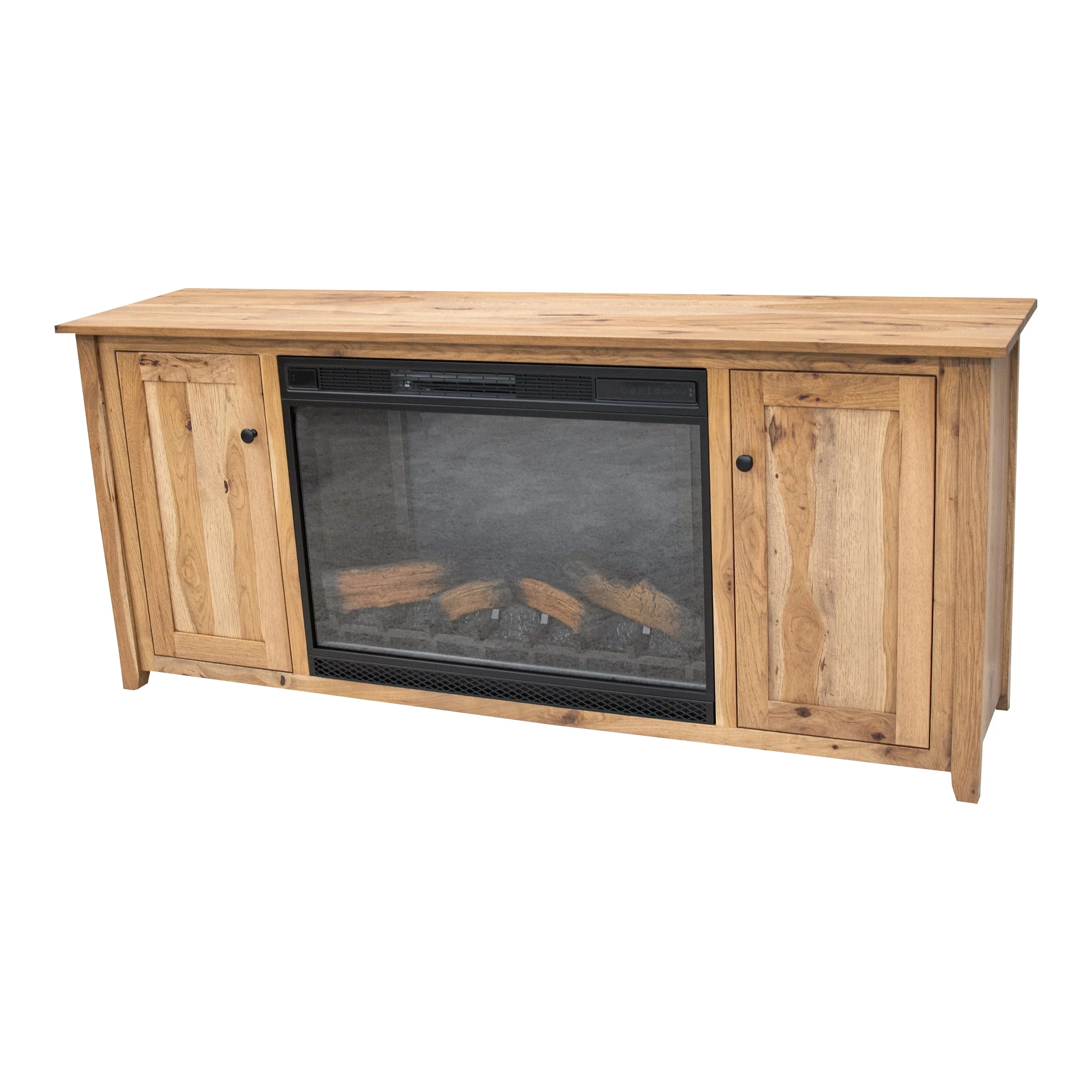 Riverton 72" Hickory Wood TV Console with Electric Fireplace Insert | WB
