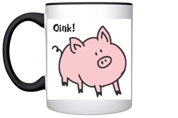 Rooterville Fat Pink Piggy Oink! Mug 11oz Color Inside + Handle*