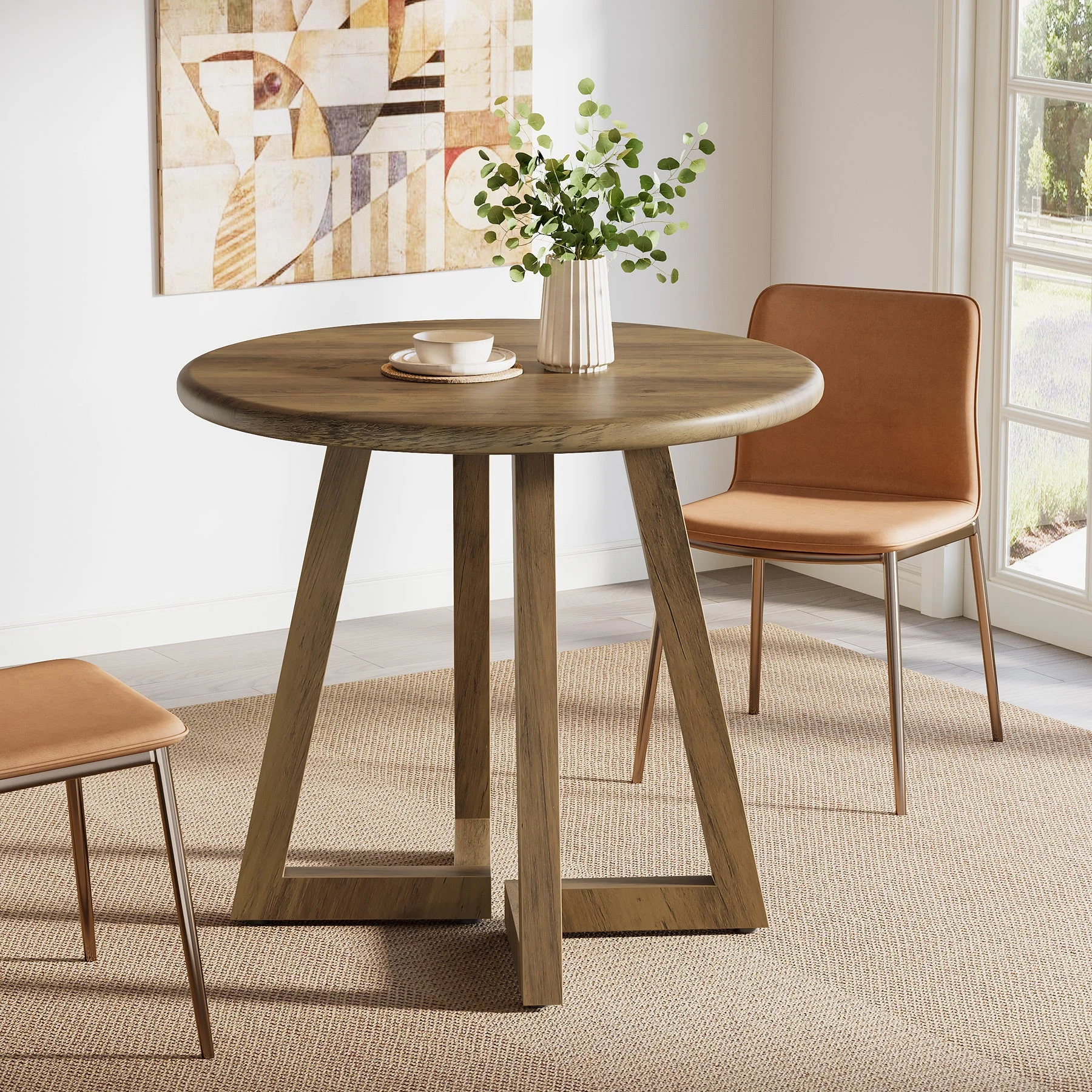 Round Dining Table for 2-4 People, 31.5" Kitchen Table for Dining Room