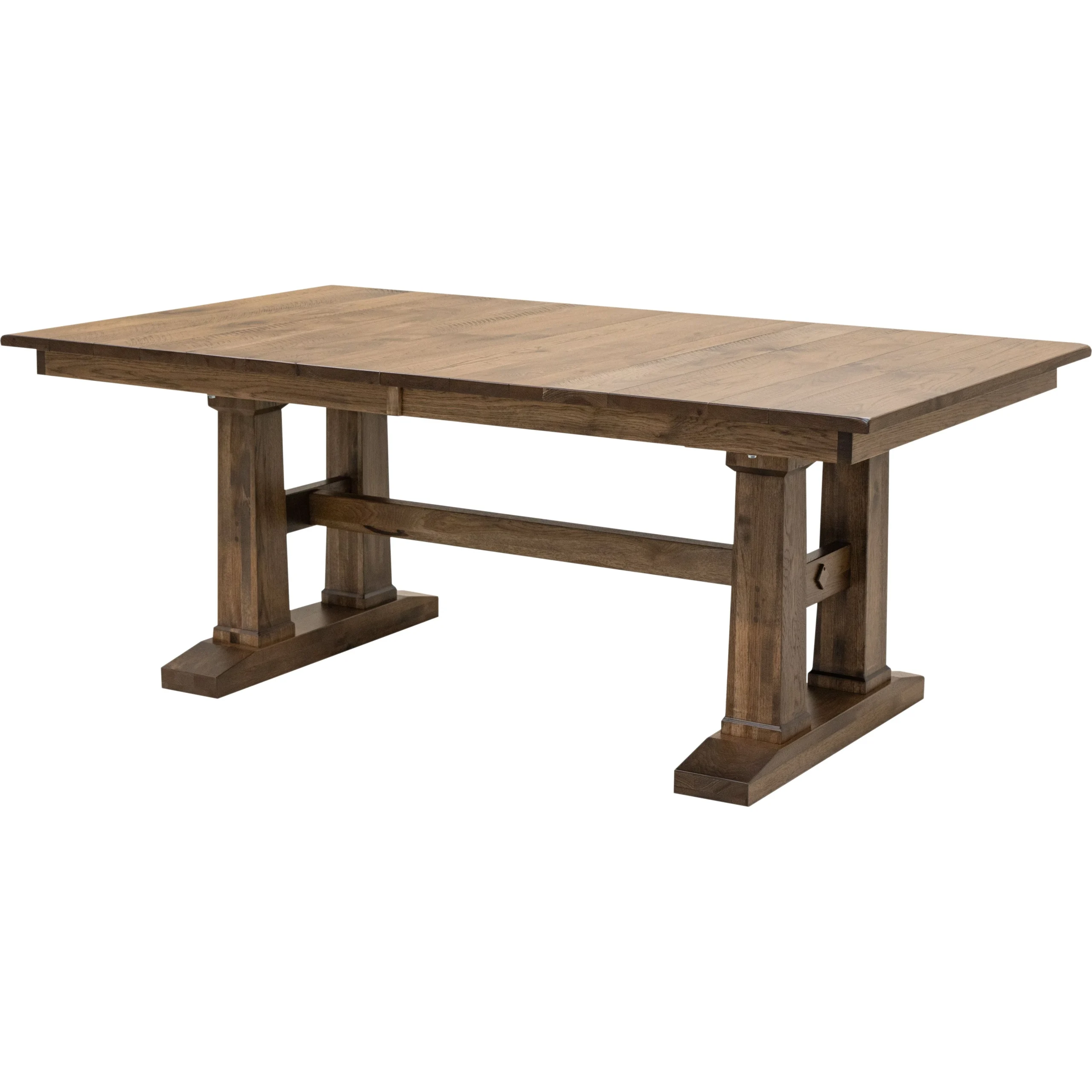 Rowan Hickory Wood Large Extending Amish Trestle Dining Table | CO
