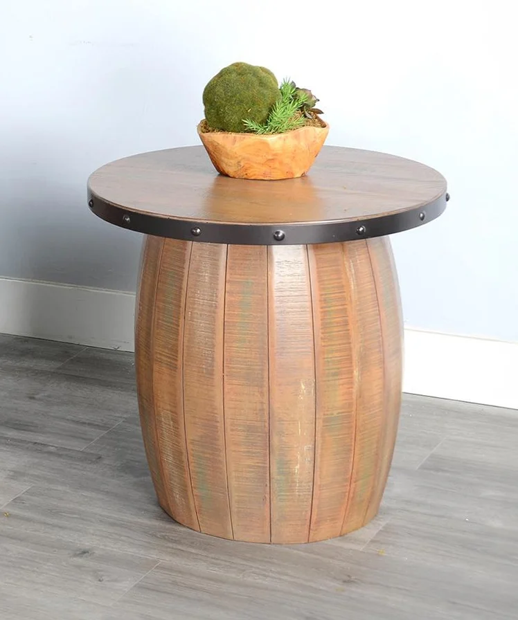 Rustic Barrel End Table