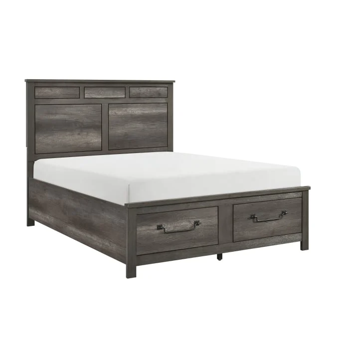 Rustic Eastern King Platform Bed with Footboard Storage