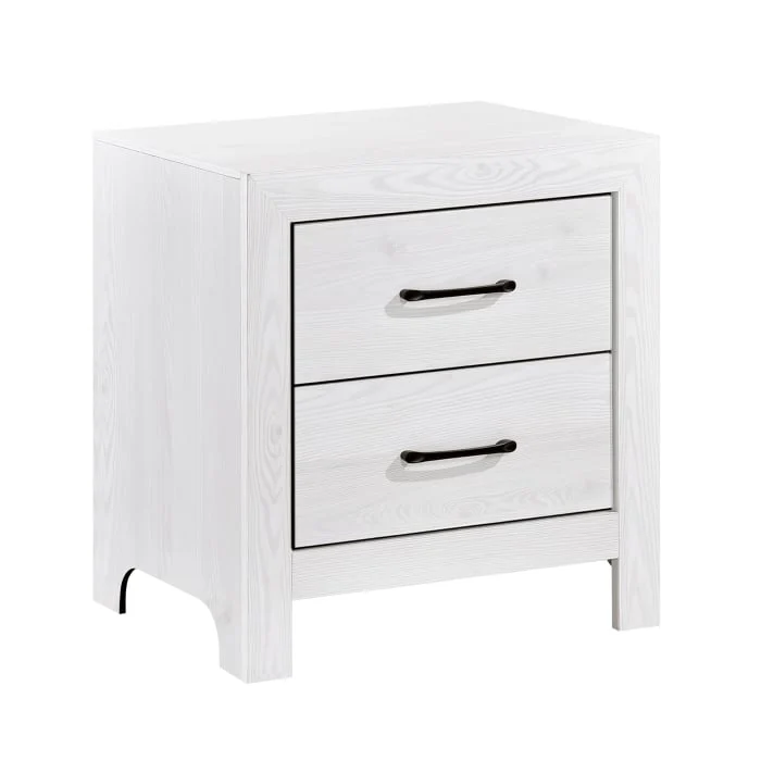 Rustic Farmhouse 2-Drawer Nightstand with Black Nickel Bar Pulls