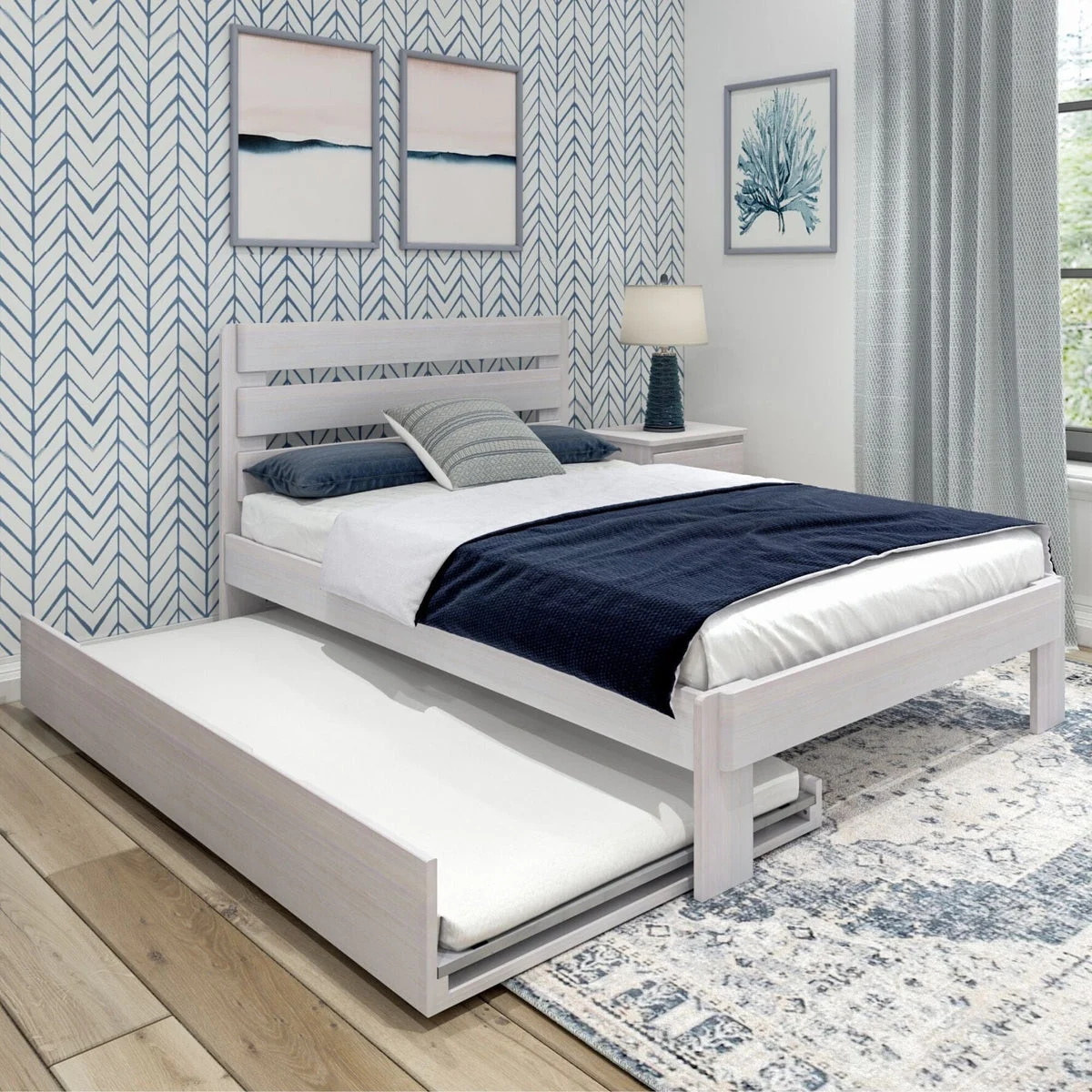 Rustic Slatted Bed + Trundle - Full