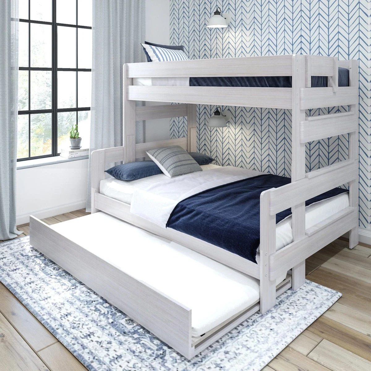 Rustic Twin over Full Bunk Bed + Trundle