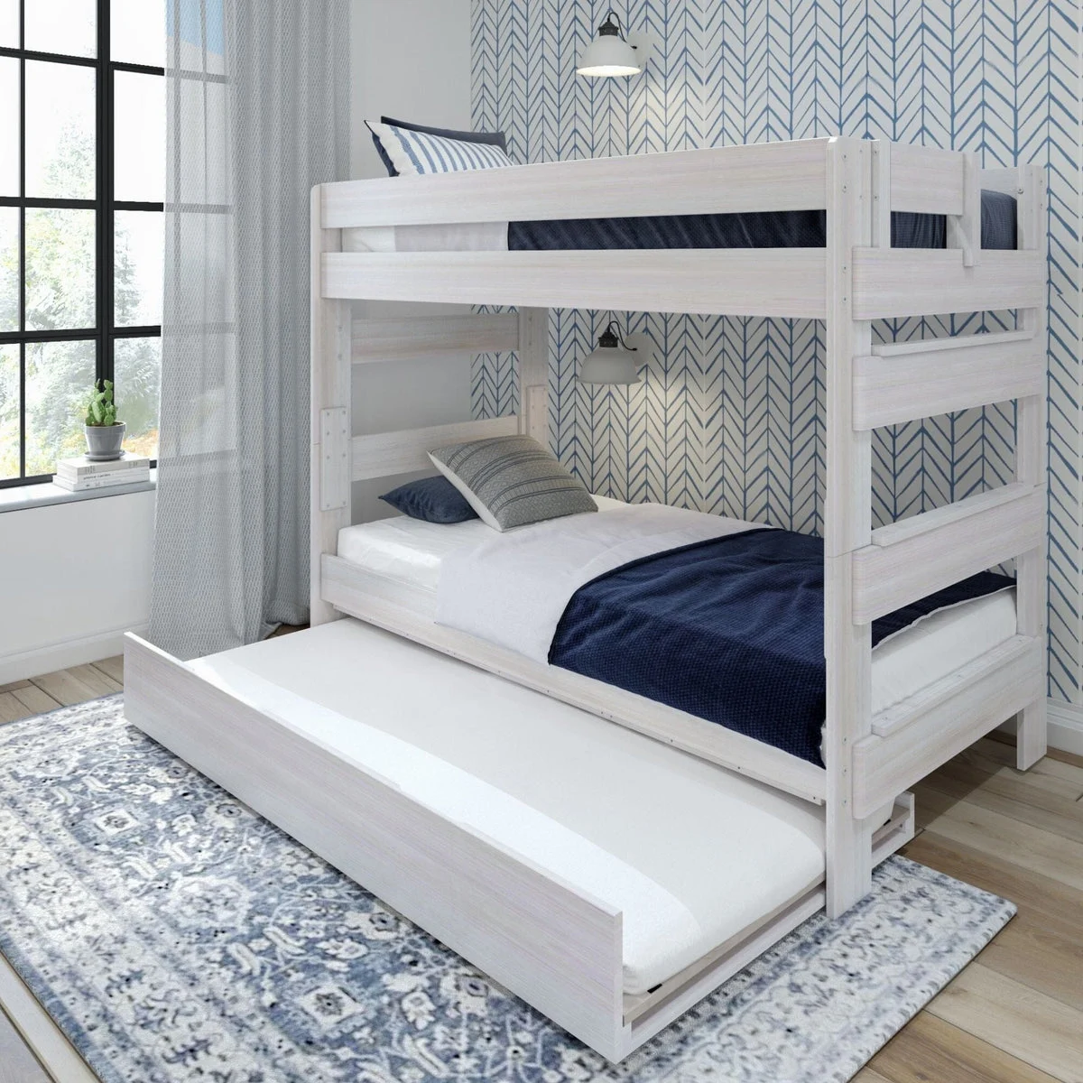 Rustic Twin over Twin Bunk Bed + Trundle