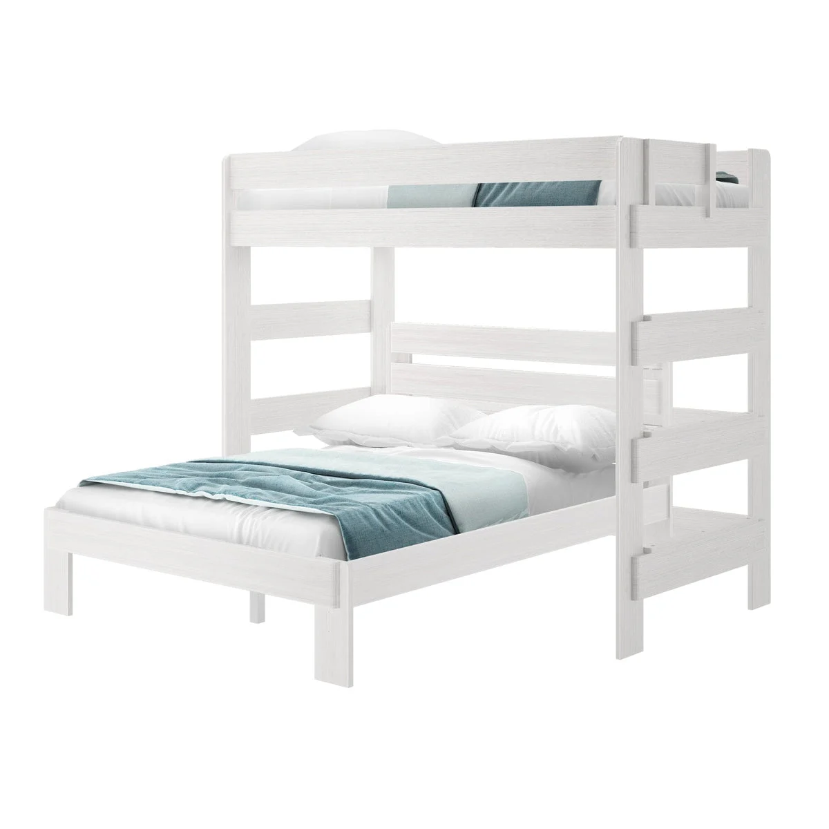 Rustic Twin/Queen L-Shaped Bunk Bed