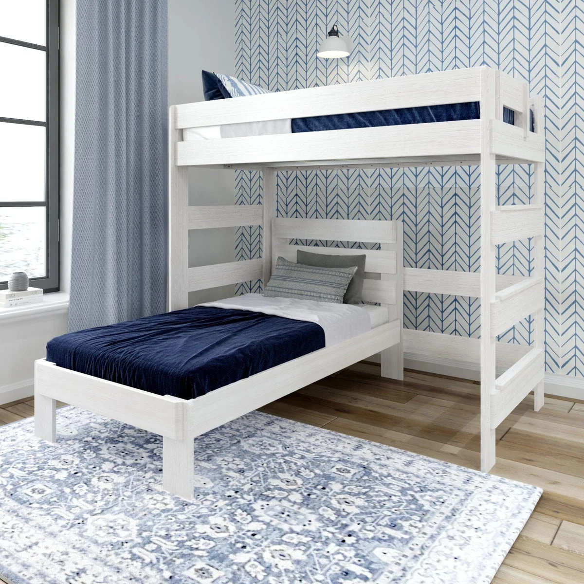 Rustic Twin/Twin L-Shaped Bunk Bed