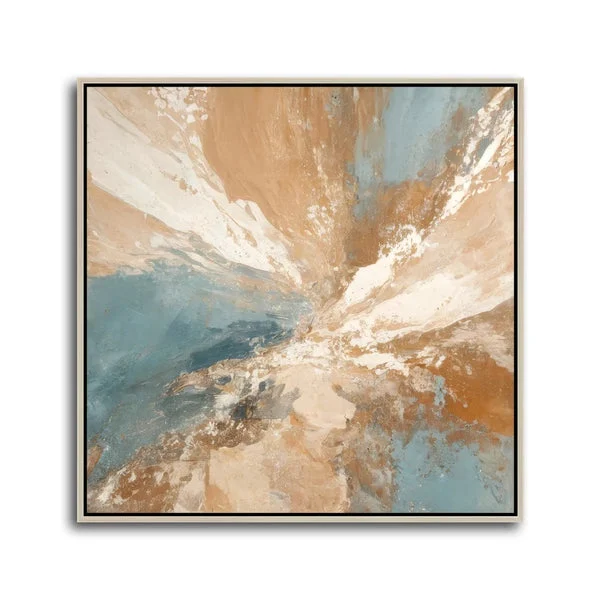 Saffron 42x42" Framed Mixed Media | Laguna Birch Frame | Elite Maison
