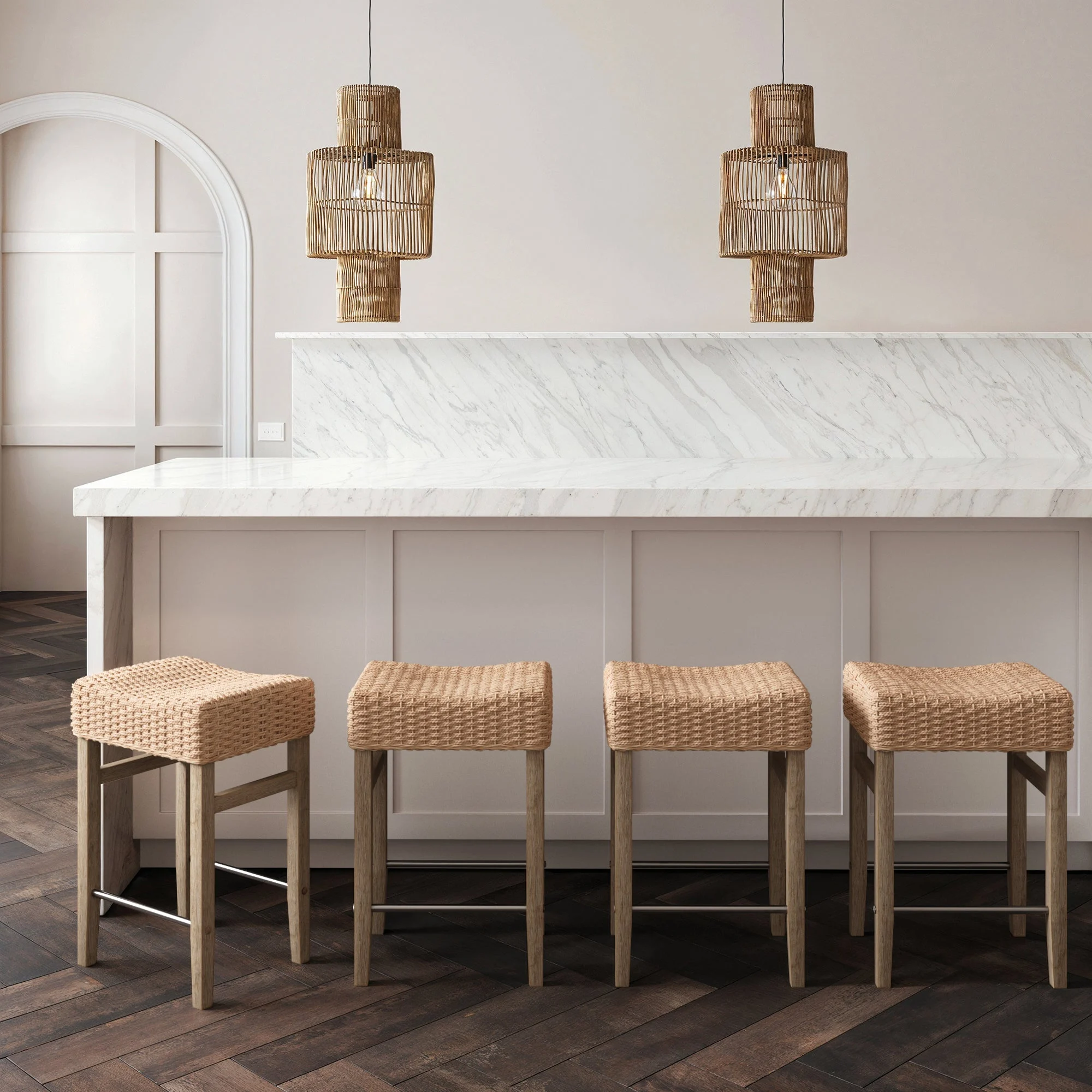 Seagrass Counter Height Bar Stools Brown (Set of 4)