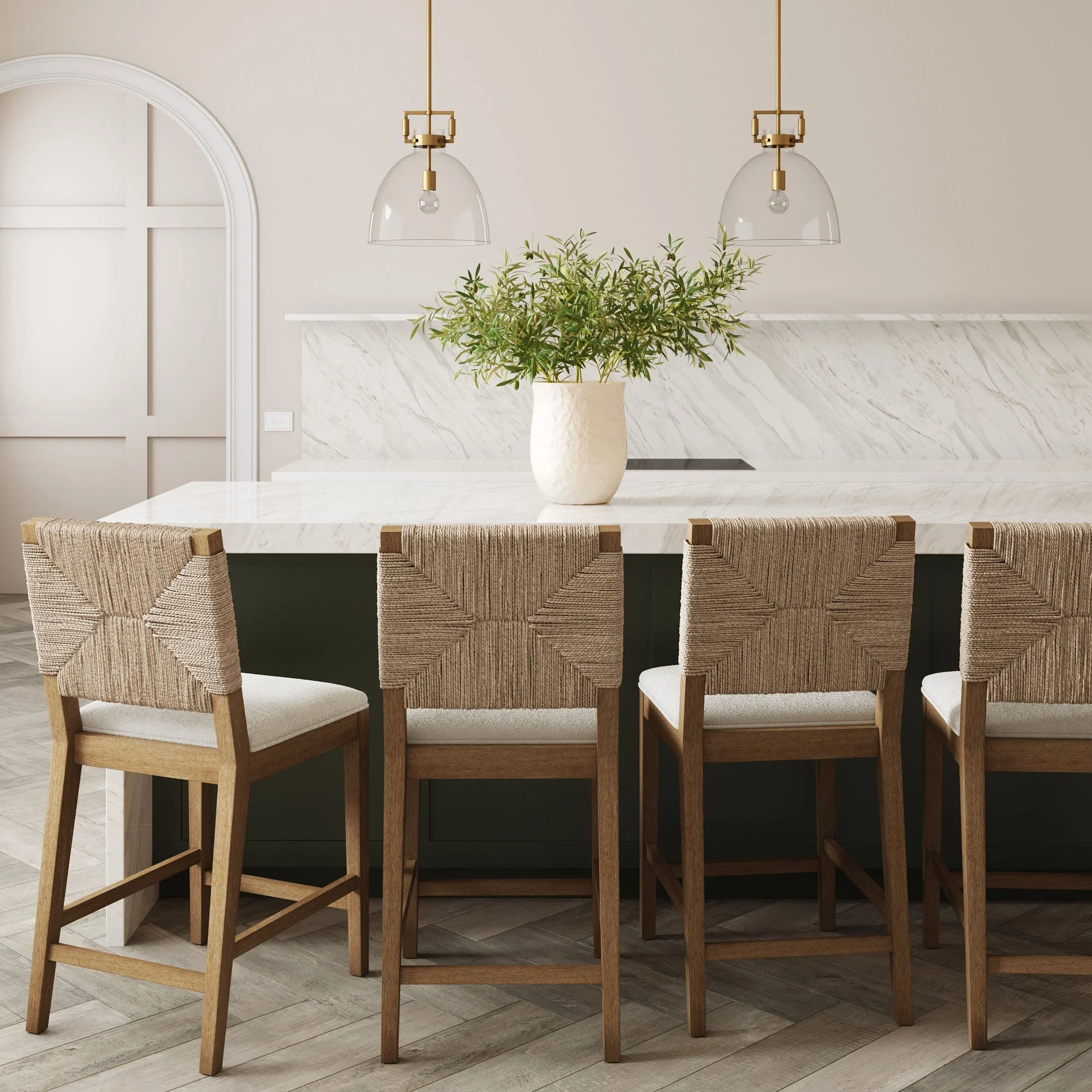Seagrass Counter Height Bar Stools Light Brown (Set of 4)