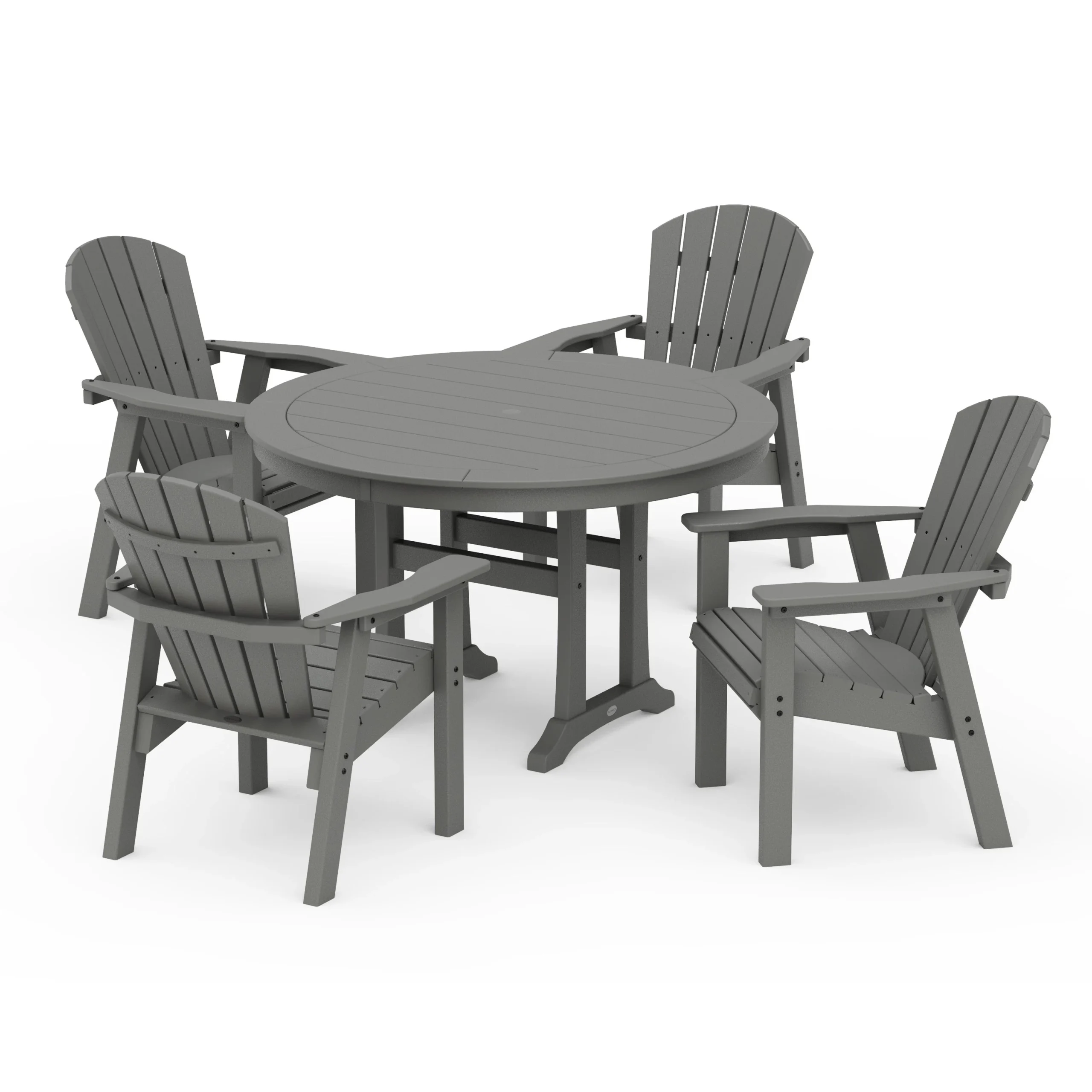 Seashell 5-Piece Round Dining Set with Trestle Legs