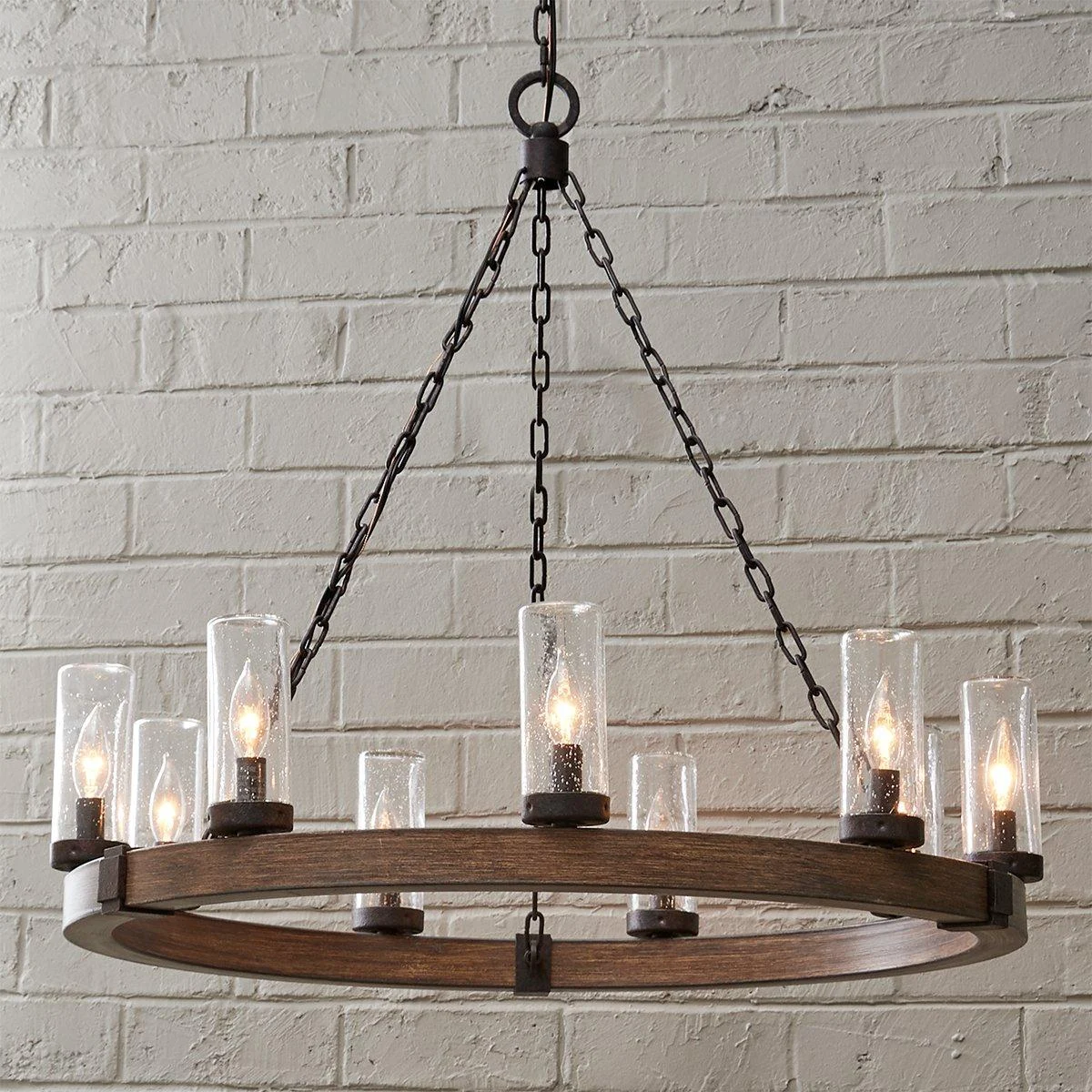 Seeded Contrast Outdoor Ring Chandelier - 9 Light