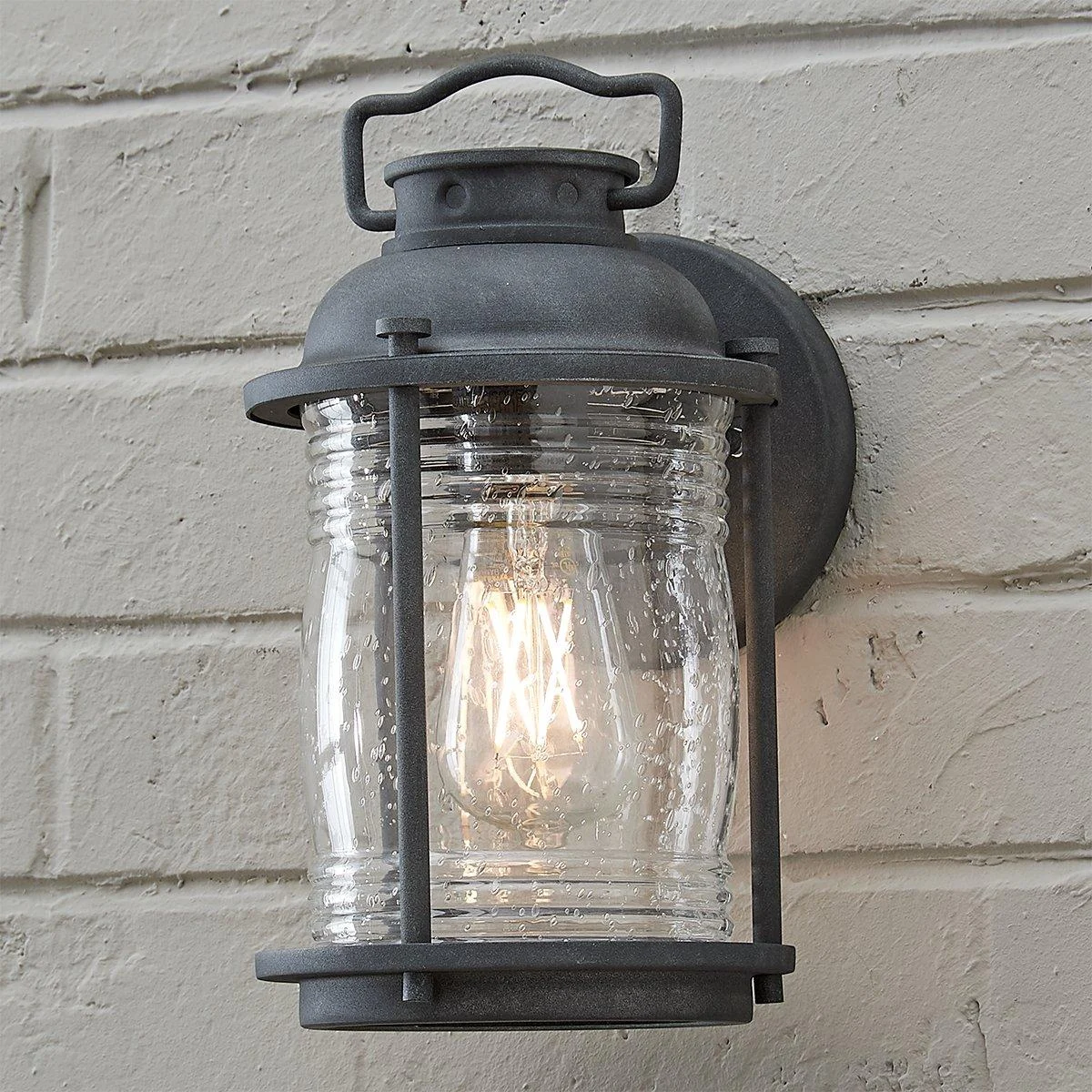 Seeded Glass Jar Outdoor Sconce - Small