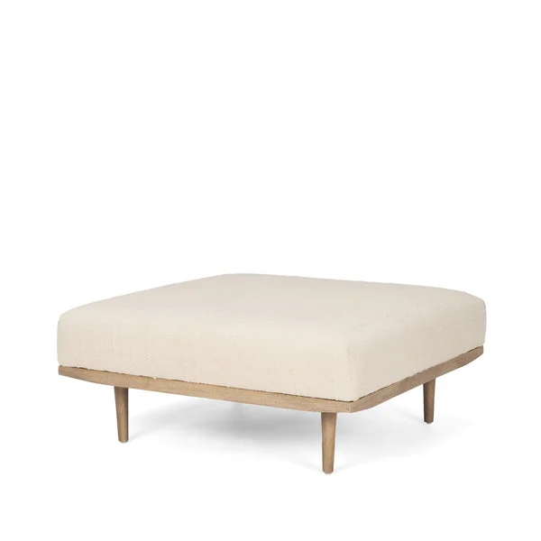 Shae Ottoman | Modern Architectural Fabric & Wood Footstool