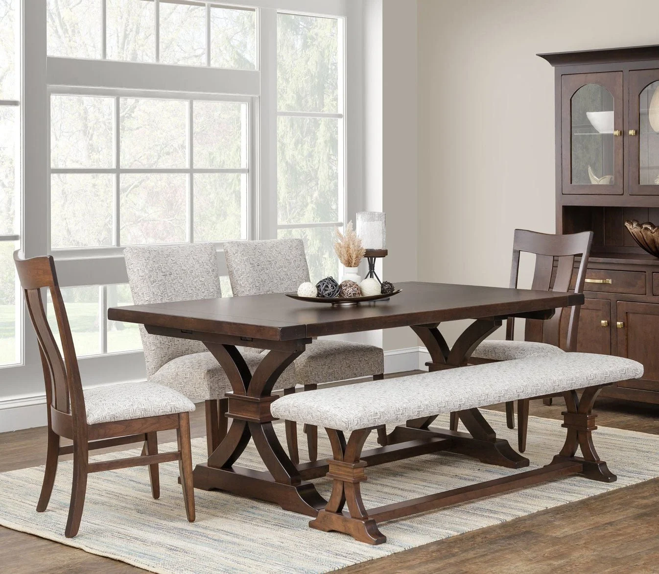 Sherwood Amish Trestle 6pc 72" Dining Table & Chair Set