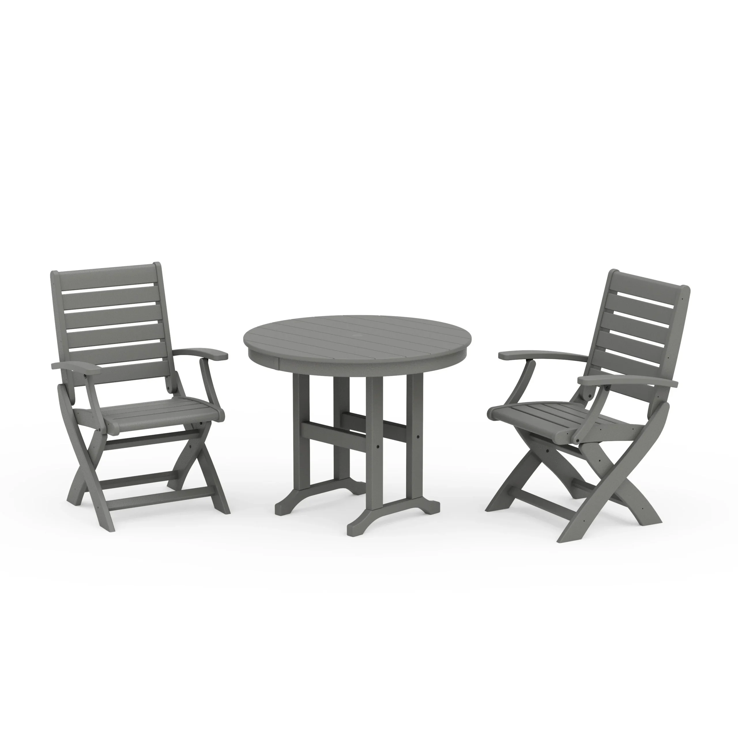 Signature Folding Chair 3-Piece Round Farmhouse Dining Set