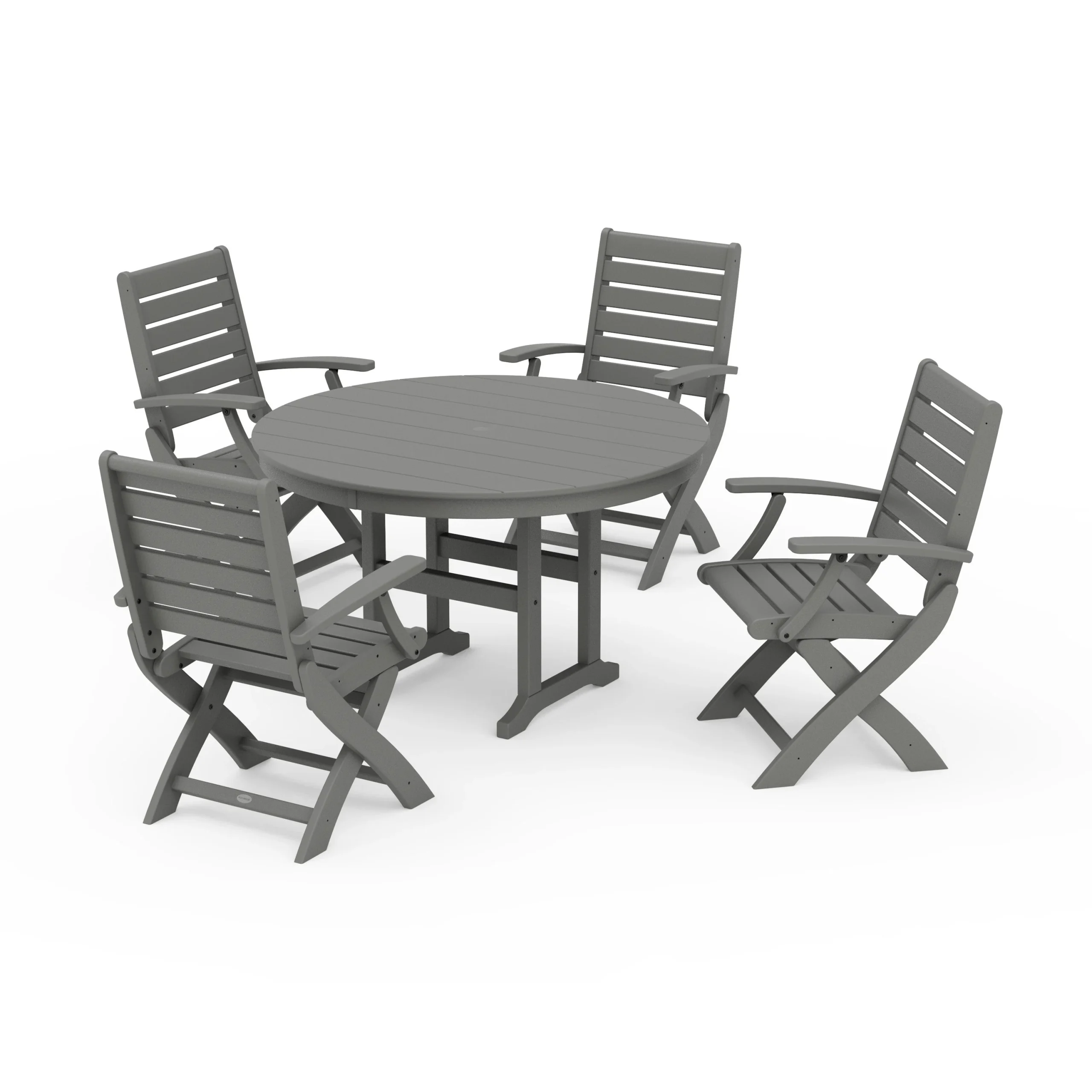Signature Folding Chair 5-Piece Round Farmhouse Dining Set