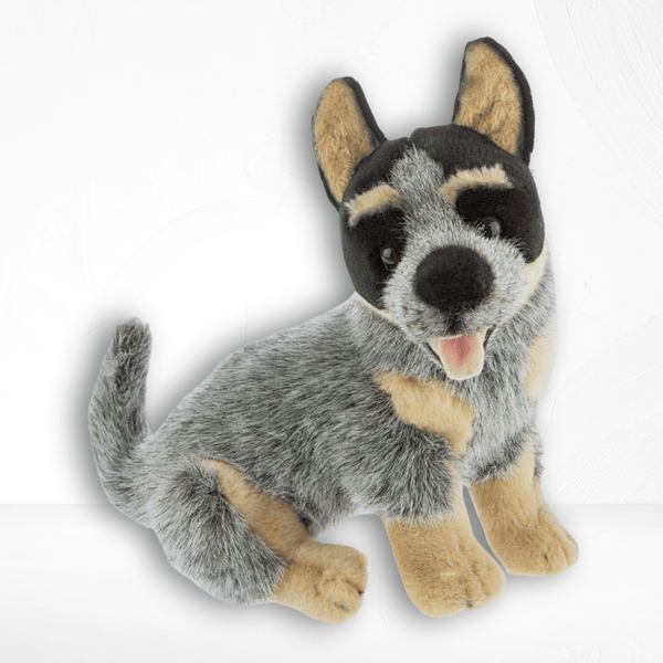 Small Lifelike Sitting Australian Cattle Dog Plush (22cm) by Bocchetta
