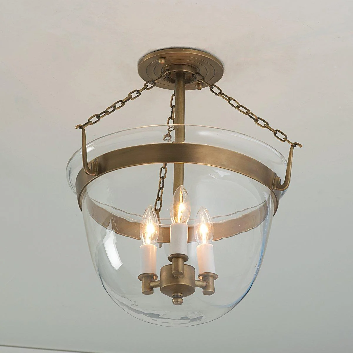 Smokebell Lantern Semi-Flush Ceiling Light - Large - Clear