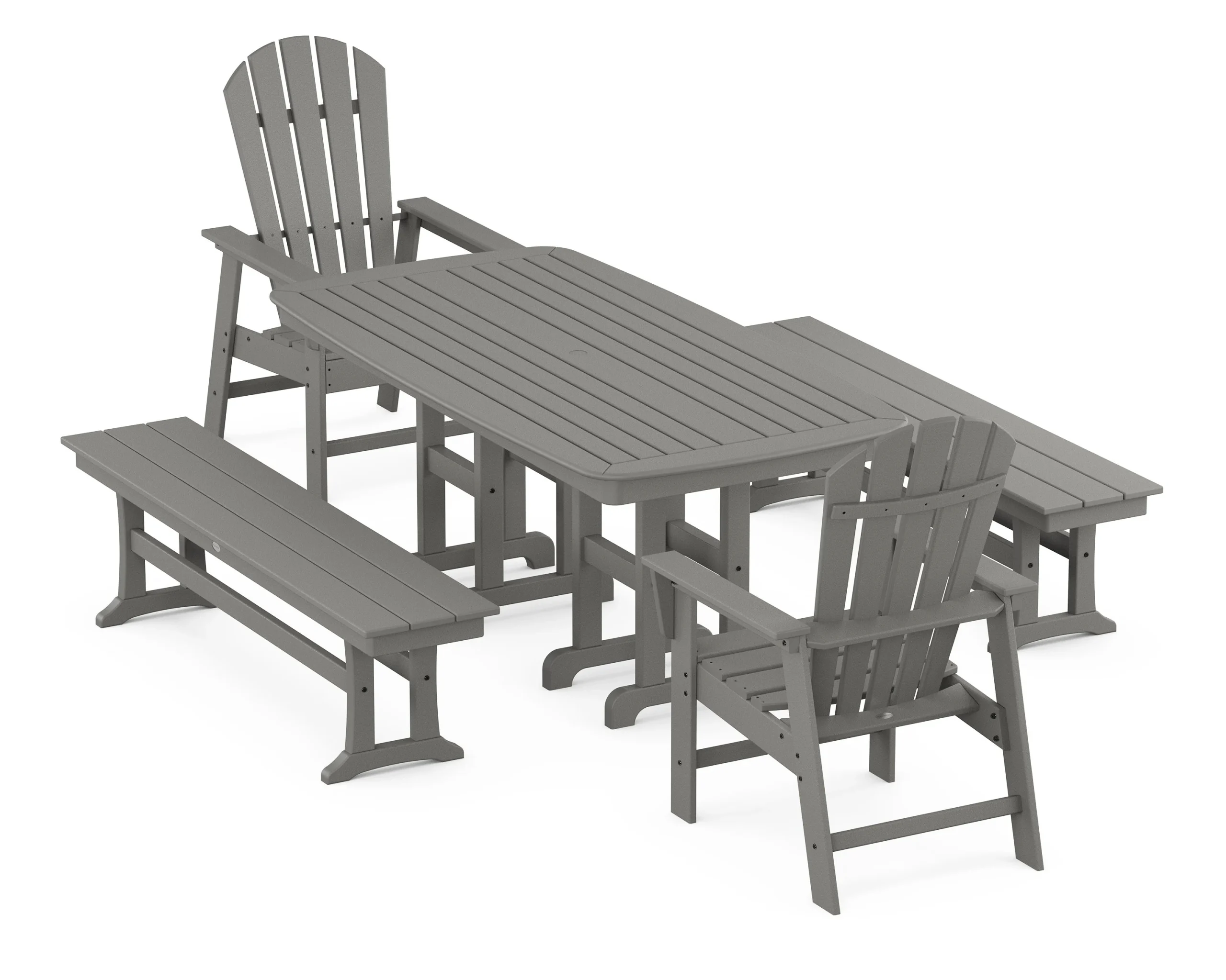 South Beach 5-Piece Dining Set with Benches
