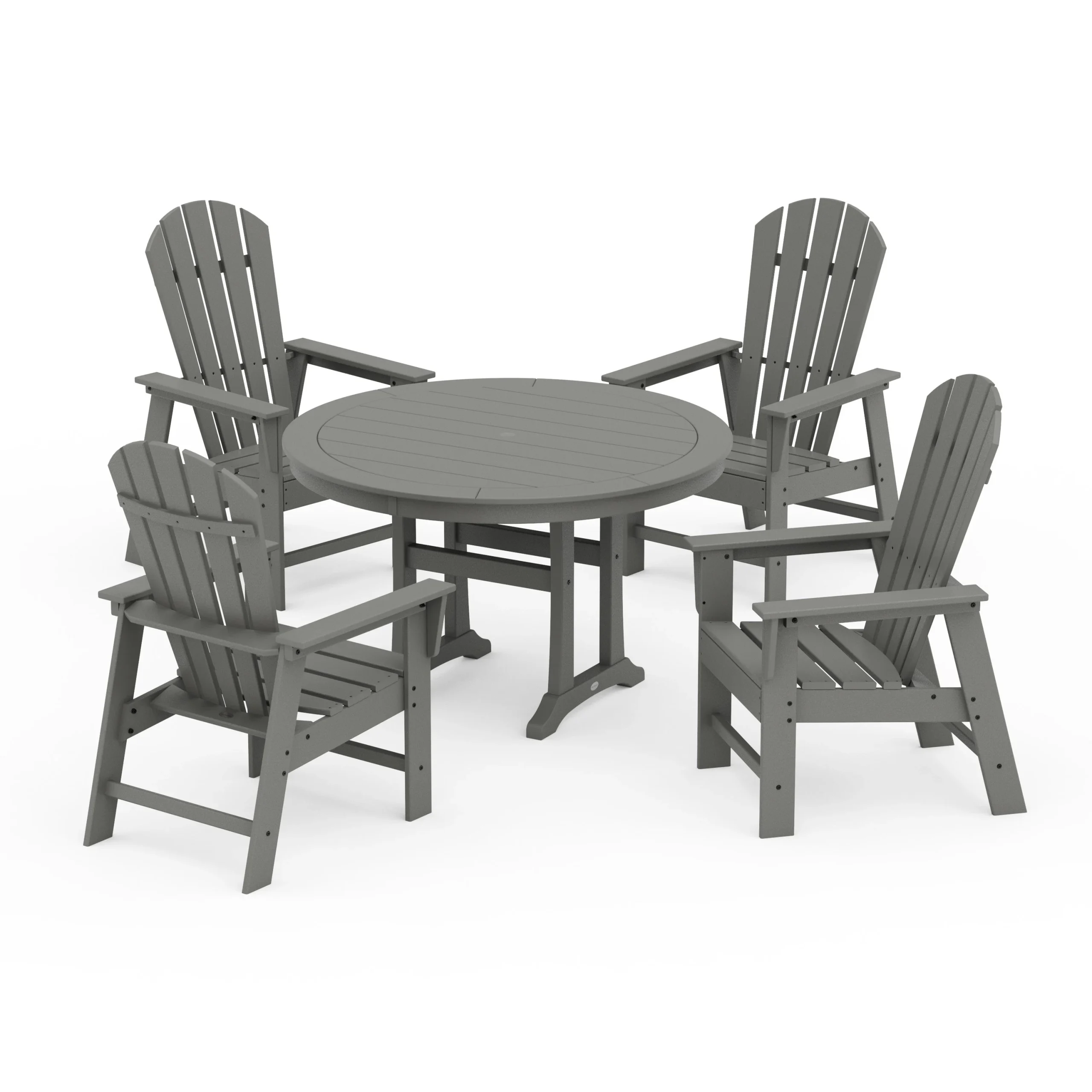 South Beach 5-Piece Round Dining Set with Trestle Legs