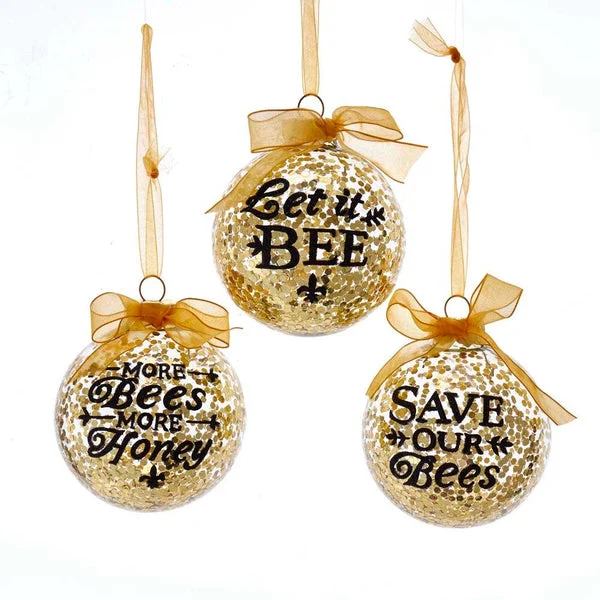 Sparkling Gold Bee Ornaments:GLASS GOLD BALL
