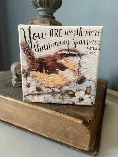 Sparrow Canvas Art – Christian Scripture Print