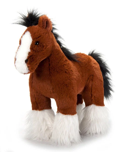 Standing Realistic Plush Horse Clydesdale Ribbon in Mane/Tail 12" Tall Eco Friendly