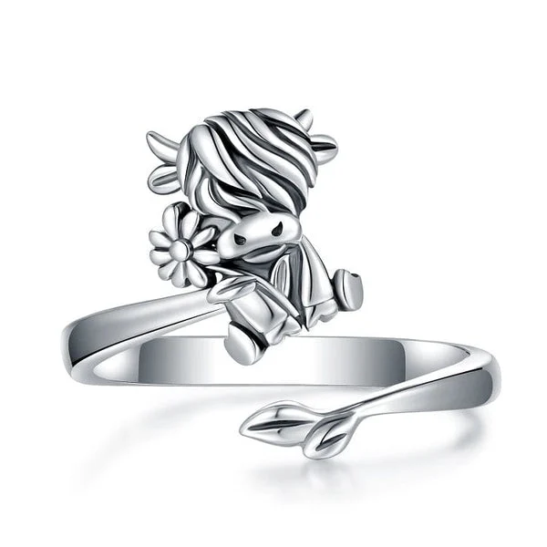 Sterling Silver Highland Cow Ring Adjustable Great Gift for Cow Lovers!