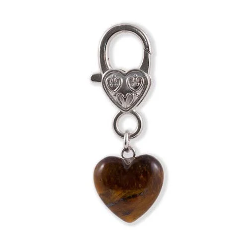 Tiger's Eye Crystal Heart Pet Charm Healing Crystals