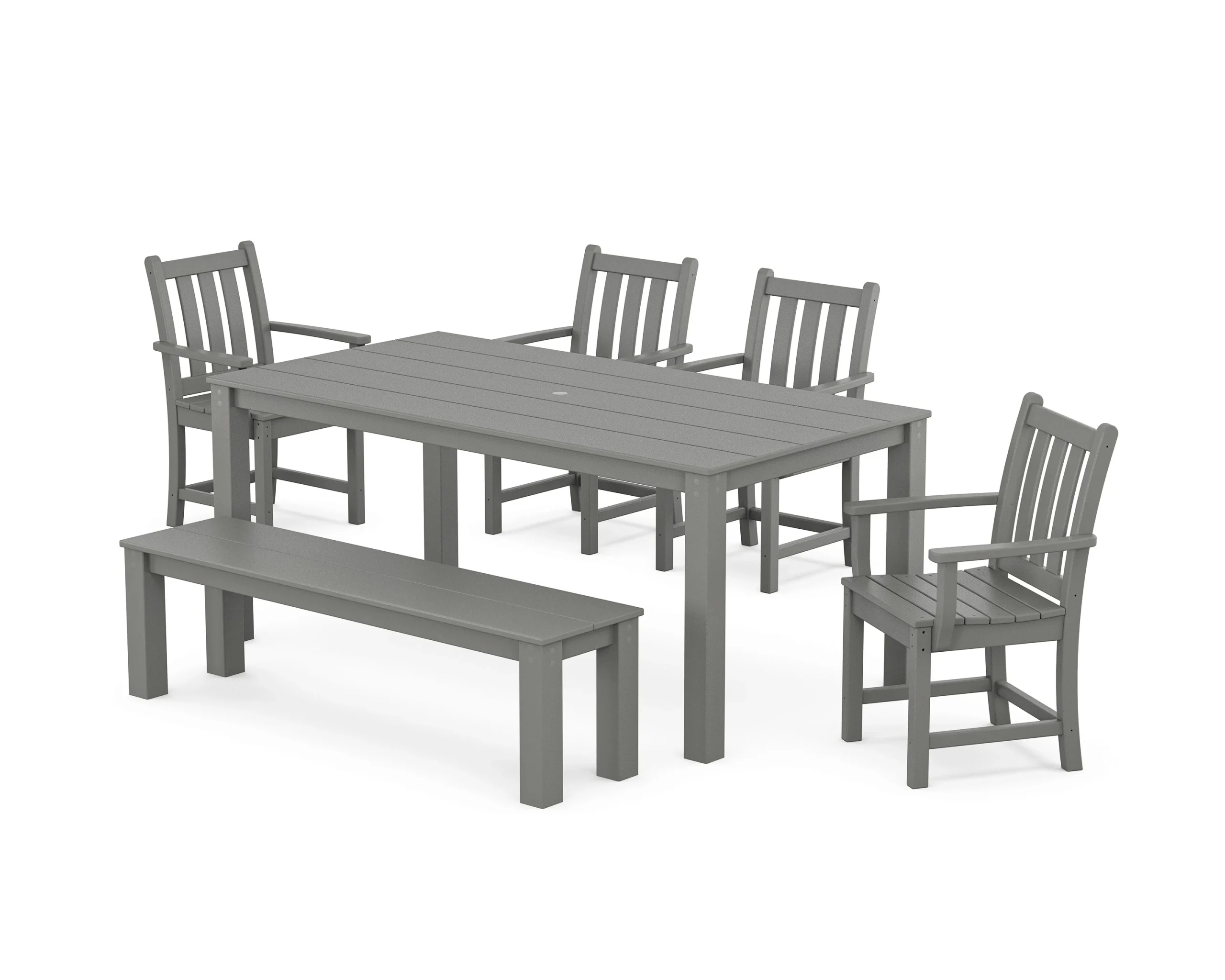 Traditional Garden 6-Piece Parsons Dining Set with Bench