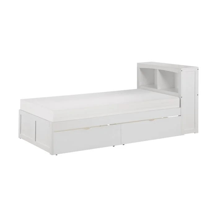 Transitional Twin Bed with Bookcase and Storage
