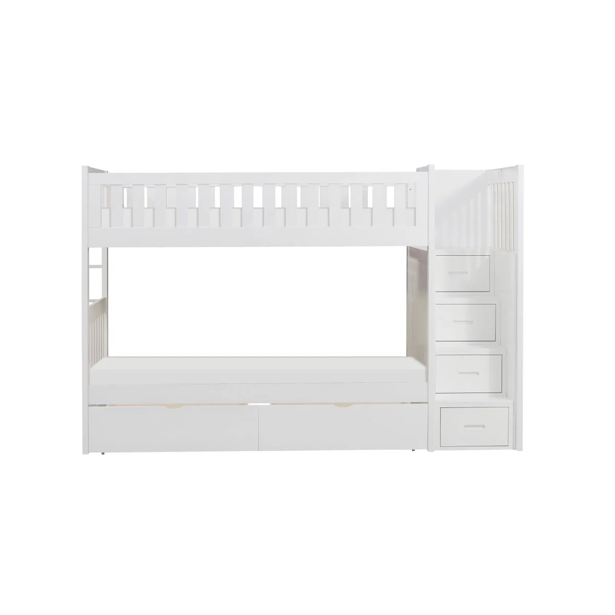 Transitional Twin over Twin Step Bunk Bed with Storage Boxes